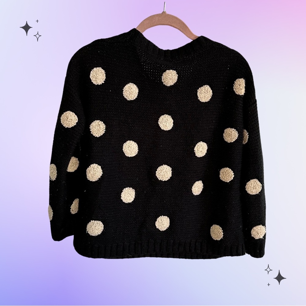 SOLD 🔴 Cozy black and cream polka dot knit sweater - Picture 2 of 3